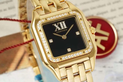 AF厂卡地亚猎豹 PANTHERE DE CARTIER系列 瑞士ETA石英 钻 金黑