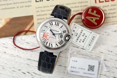 AF厂卡地亚33mm蓝气球腕表 NH05自动机械 快拆 深蓝美洲鳄鱼皮