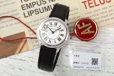 AF厂卡地亚Cartier伦敦 瑞士石英机芯 小号/中号 黑皮 快拆表带