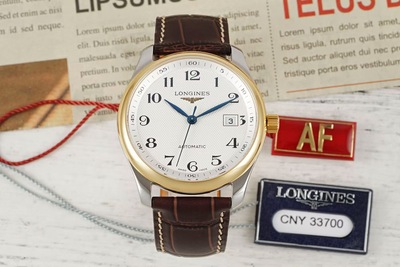 AF厂浪琴名匠机械34mm手表 皮 间金