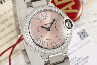 AF厂卡地亚蓝气球石英 腕表28mm 粉单排钻 快拆版