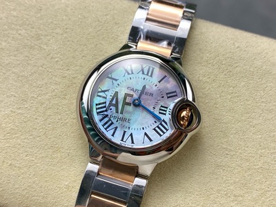 AF厂卡地亚蓝气球瑞士ETA石英 腕表28mm 间玫金贝壳盘