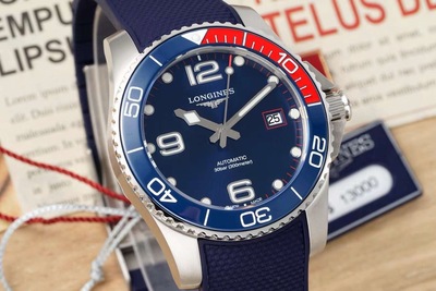 AF厂浪琴LONGINES康卡斯腕表 自动机械 胶带蓝盘4/1红圈